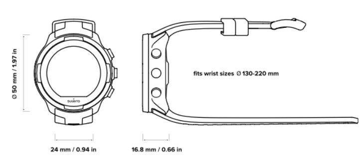 Suunto 9_dimensiones correa