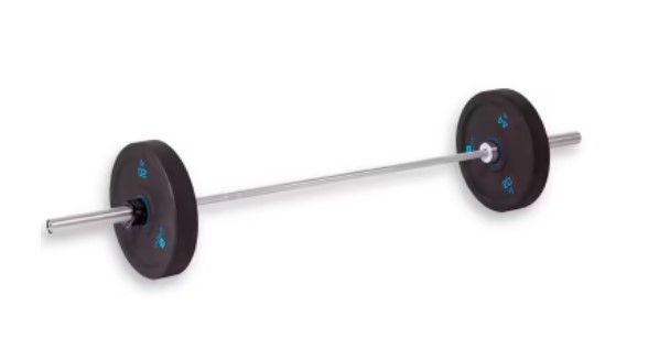 Pesas Decathlon_ barra olímpica con discos